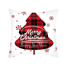 Funda de almohada navideña corta de felpa de lino con estampado navideño