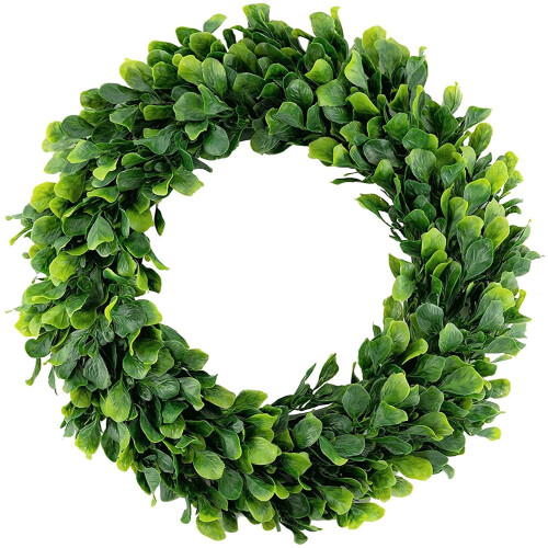 Artificial Boxwood Wreath 42cm Greenery Door Decor