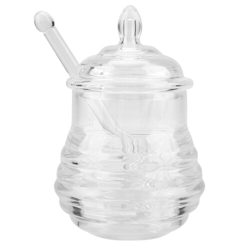 Tarro de miel transparente con forma de colmena, 245 ml, con gotero. 2