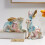 Rabbit Figurine Resin Easter Ornament with Flower Pattern 5