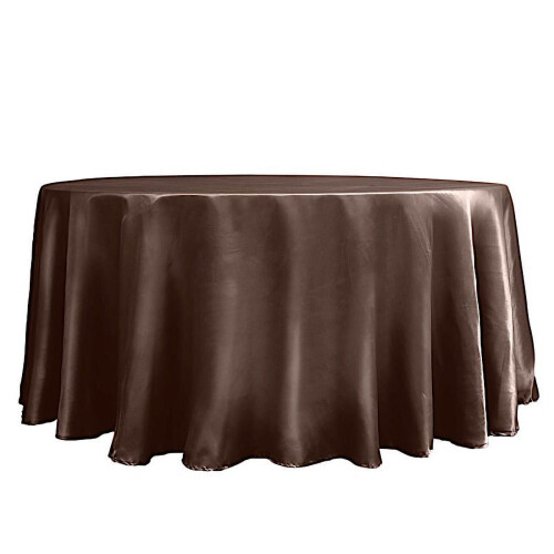 Satin Round Tablecloth 120 in Chocolate Brown 2