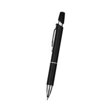 Kugelschreiber mit ergonomischem Griff, Metallclip mit-Schwarz