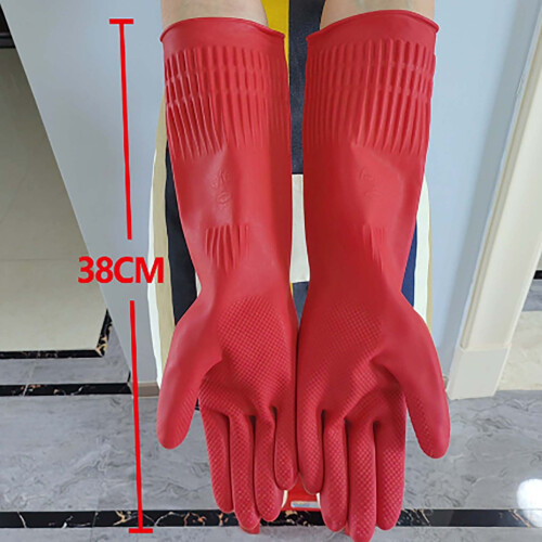TRIEIY reusable rubber gloves extra thick long sleeve 2 2