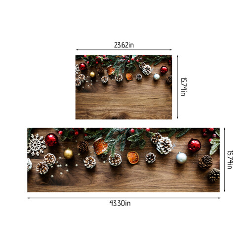 Christmas kitchen rugs set of 2 snowflake pattern non-slip 1