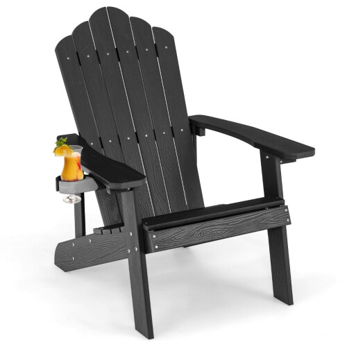 Adirondack-Stuhl mit Getränkehalter, Schwarz, wetterfest, HIPS 1