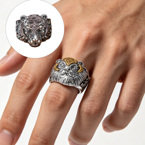 Bold Tigers Head Designs Adjustable Ring Stylish Alloy-silver 2