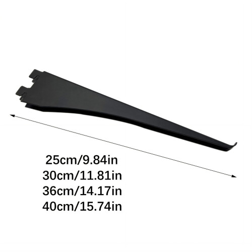 Metal Shelf Bracket Vertical Hole Plate Rack Strong-Black 36 cm 2