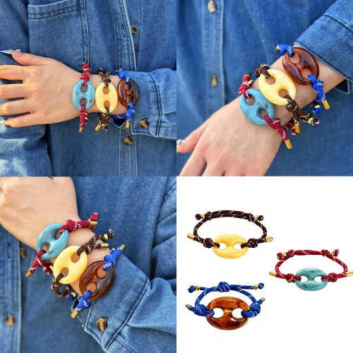 Unique Multicolor Knotted Wristband With Customizable Fit-Red 2