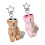 Porte-clés ours mignon avec perles étoiles et décors de-Rose 2