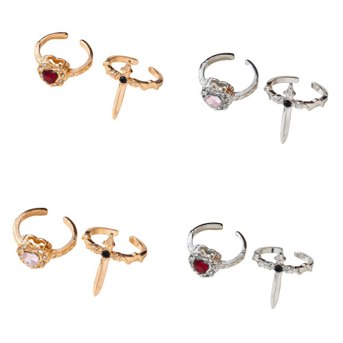 Bagues gothiques uniques en forme de croix, 2-Argent rose 1