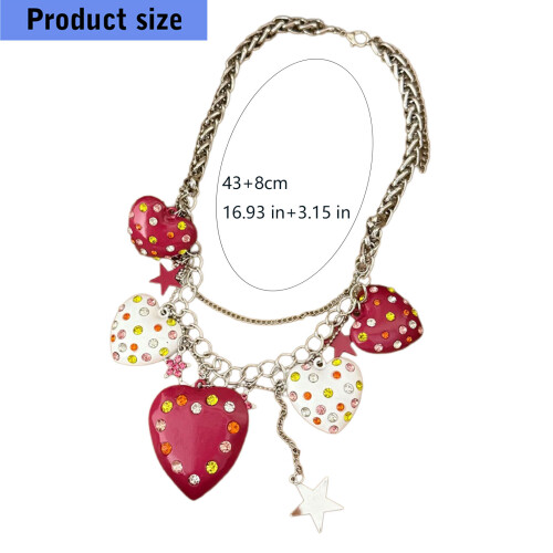 Accessoire de collier superposé d'amour de fraise d'étoile rétro 2