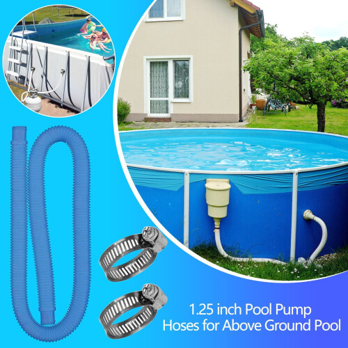 Mangueira para piscina acima do solo de 39 polegadas com 4 braçadeiras de metal. 1