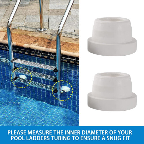 White Rubber Pool Ladder End Caps 2 pcs 1
