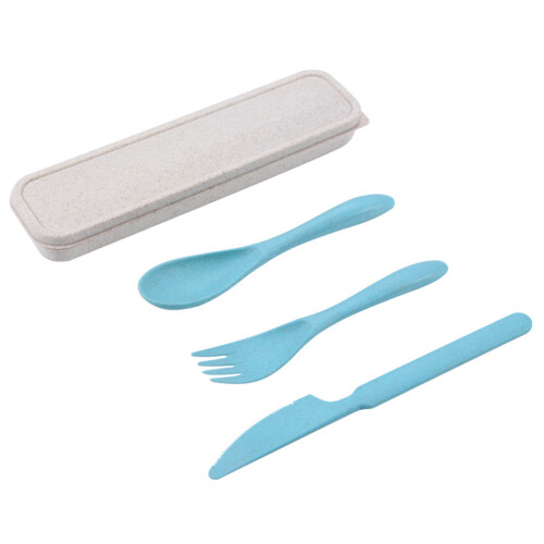 Ensemble de couverts portables en plastique à long manche, 3 pièces 1
