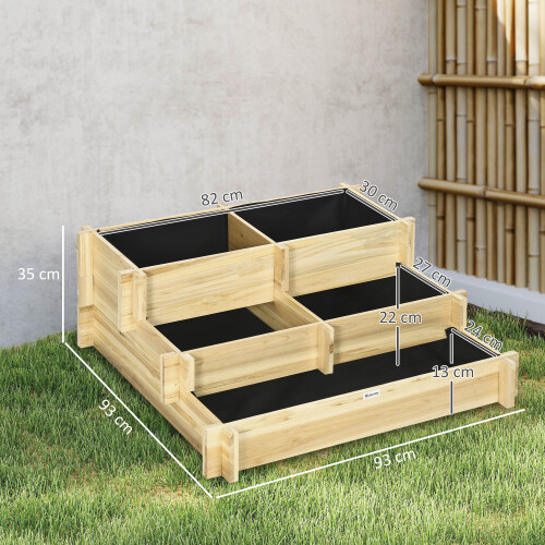 Outsunny Jardinera Marrón 93 x 93 x 35 cm 2