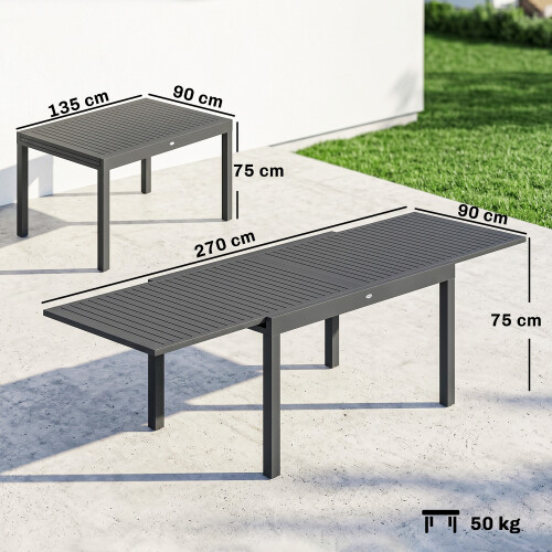 Outsunny Mesa Jardín Extensible Gris 270 x 90 x 75 cm 2