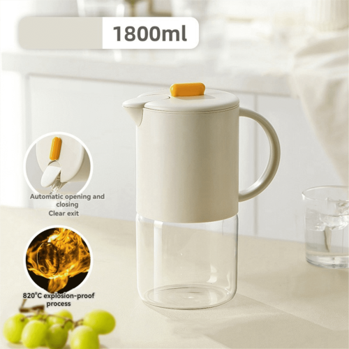 Glass Water Jug with Lid 1800ml Yellow 2
