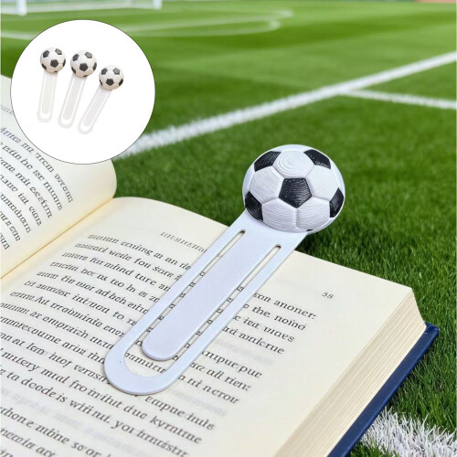 3Pcs 3D Printed Soccer Bookmarks Plastic Bookmarks Textbook 2