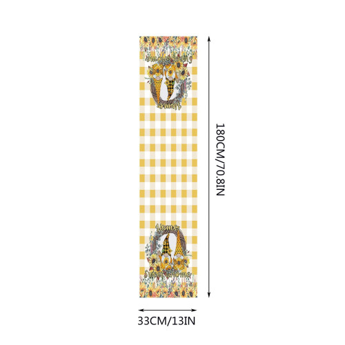 Cotton Linen Table Runner with Summer Flowers Design