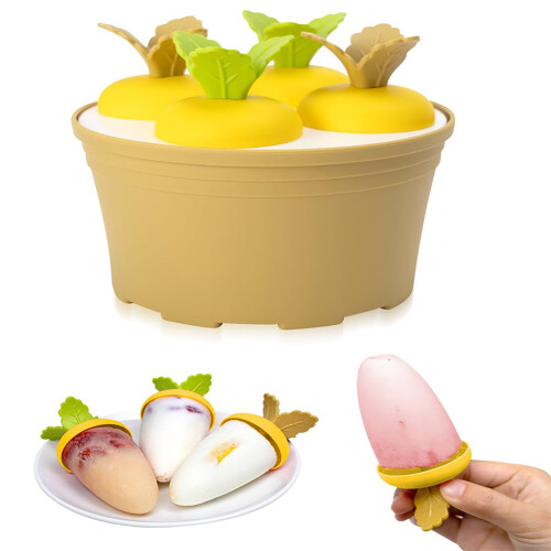 Karottenförmige Eiswürfelform, lebensmittelecht, gelb, 12 Stück
