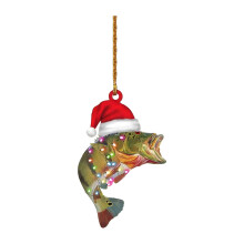 Green Bass Fish Acrylic Christmas Ornament 1pc