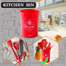 Boîte de rangement pour ustensiles de cuisine en silicone rouge (1 pièce)