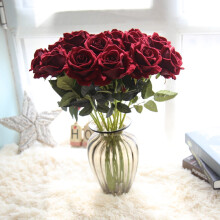 Kunstige roser med lange stilke af silkeblomster 12 stk.