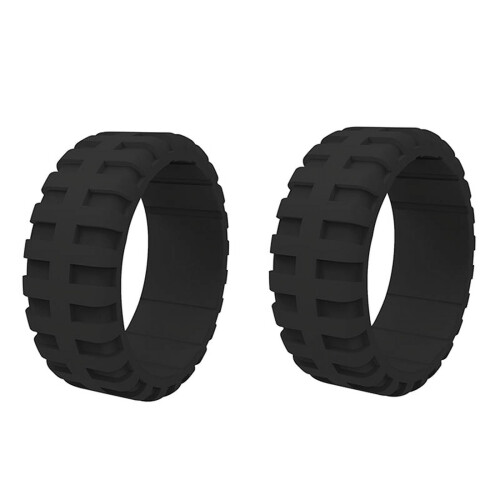 9mm Black Silicone Couple Ring Set - Size 11