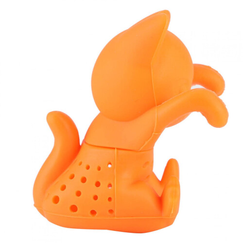 Cat-Shaped Silicone Tea Strainer for Mugs, Orange 2