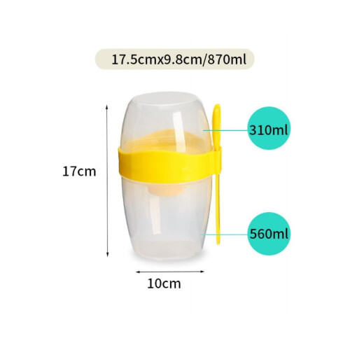 Oatmeal and Yogurt Cup Portable 2-Layer Breakfast Cup with 2