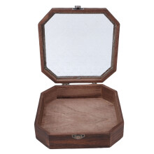 Naturholz-Achtkantbox mit Deckel, Glas 7,7 Zoll