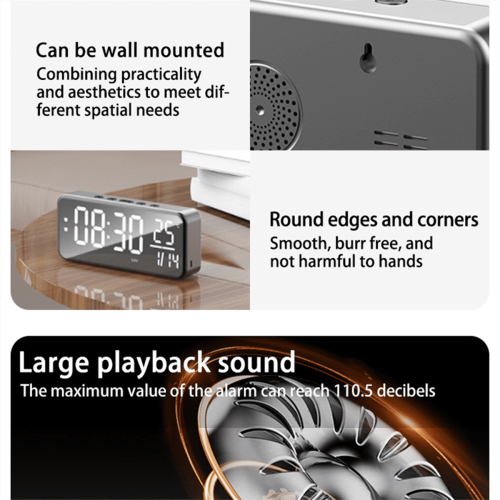 LED Digital Music Alarm Clock – Dark Grey, Wall-Mountable 1