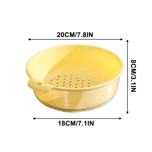 Double Layer Vegetable Washing Basket, Transparent, 1 Pack 2