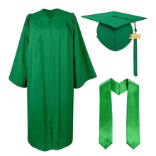 3Pcs Adult Graduation Gowns Caps Tassels Set 2026 for-Green S