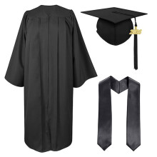 3Pcs Adult Graduation Gowns Caps Tassels Set 2026 for-Black M