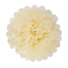 Tissue Paper Pompom Flowers Garland 5 pcs beige 12 inches