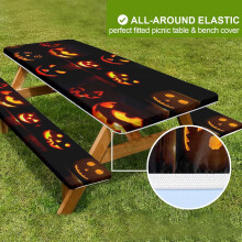 3-Piece Outdoor Table & Bench Cover Set with Elastic Edges