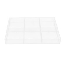 Boîte transparente pour sachets de thé, idéale pour un coin café.