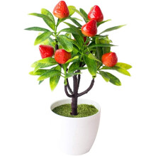 Decorazione da scrivania: albero di fragole artificiale in vaso.