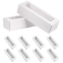 White Macaron Boxes with Clear Window – 10 Pack