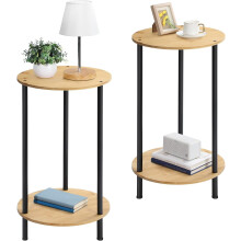 Small Round 2-Tier Side Table, White, 13"D x 13"W x 22"H