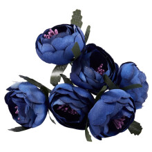 Royal Blue Silk Flower Bouquet – 6 pcs, 4.5 cm Dia, 11 cm