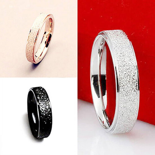 Stainless Steel Matte Wedding Band Ring - Black 2