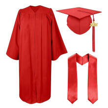 2026 Unisex Adult Graduation Gowns Caps Tassels Set for-Red XL