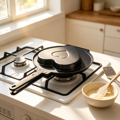 Professional Heart Shape Double Side Pancake Maker Pan-gold 2