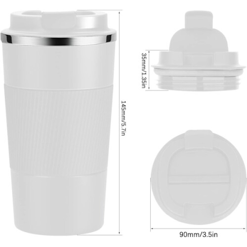 Vakuumkaffekopp i rustfritt stål, hvit, 380 ml 1