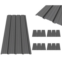 BIRCHTREE Roof Sheets 12X Corrugated Garage Carport Shed Metal Roofing Panels Grey