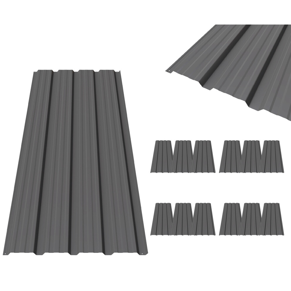 Birchtree Roof Sheets 12X Corrugated Garage Carport Shed Metal Roofing Panels Grey