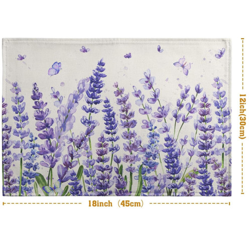 4er-Pack Lavendel-Tischsets mit Blumenmuster, 30 x 45 cm, Polyester 1