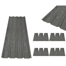 BIRCHTREE Roof Sheets 12X Corrugated Garage Carport Shed Metal Roofing Panels Wood Grain Grey